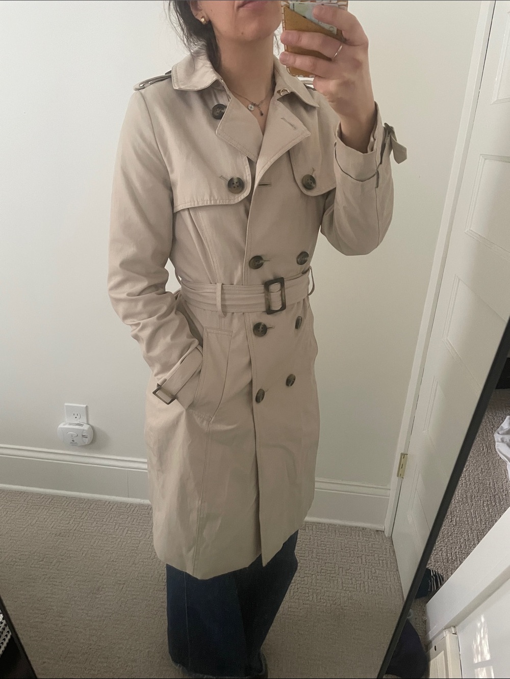 Double-Breasted Belted Trench Coat